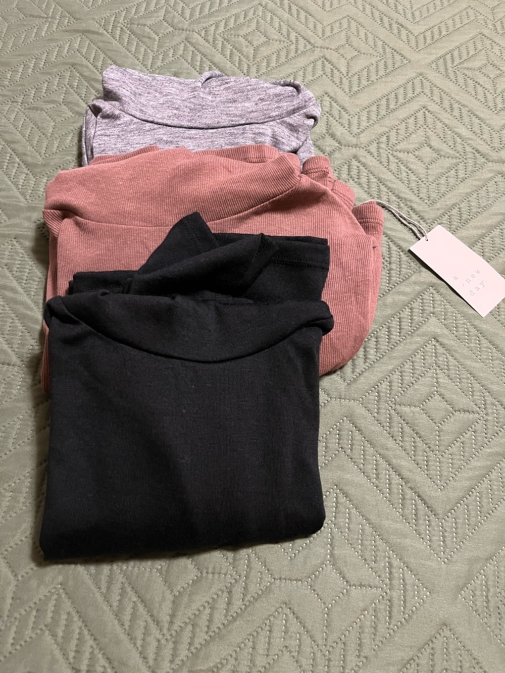 a new day Ribbed Mock Neck Sweater Trio - Black, Dusty Rose, Heather Gray